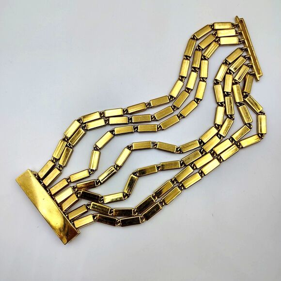 Kate Spade New York Gold Tone Multi Strand Bar Links Statement Bracelet 7.5" - Picture 1 of 11